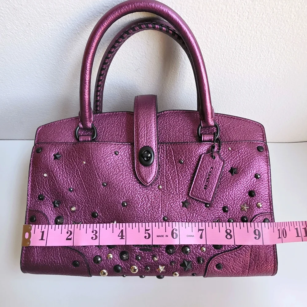 Coach Mercer 24 Star Rivets Metallic Purple
